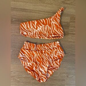Skatie brand 2 Piece Swimsuit - Orange Zebra Print
